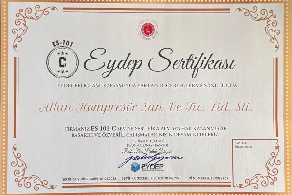 EYDEP SERTİFİKASI